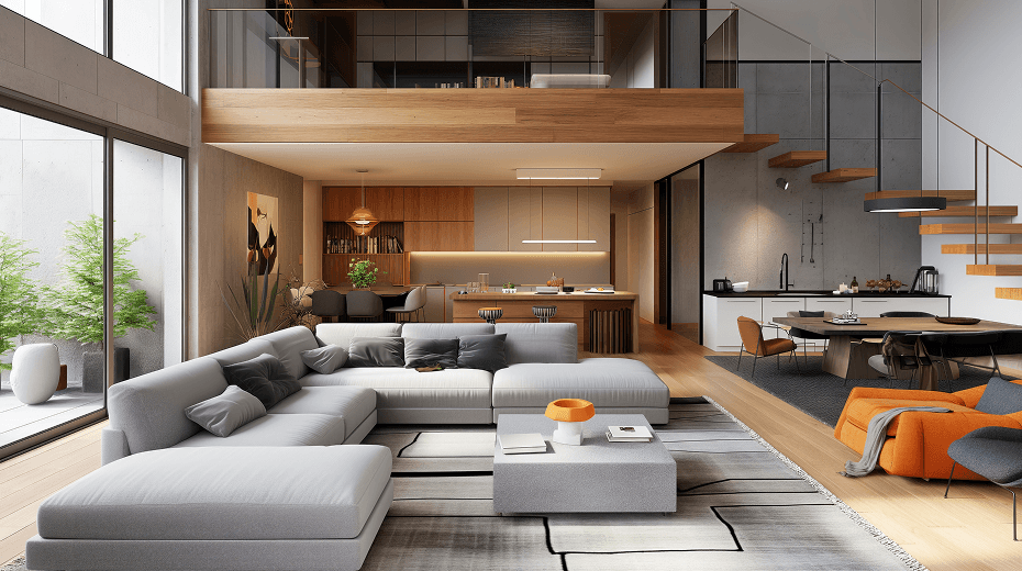 Open-plan residential living space